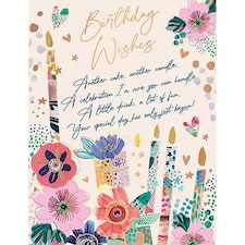 Words 'n' Wishes Traditional Open Birthday Card for a Female, Friend Birthday Card, Multi-Coloured 197 x 152 mm
