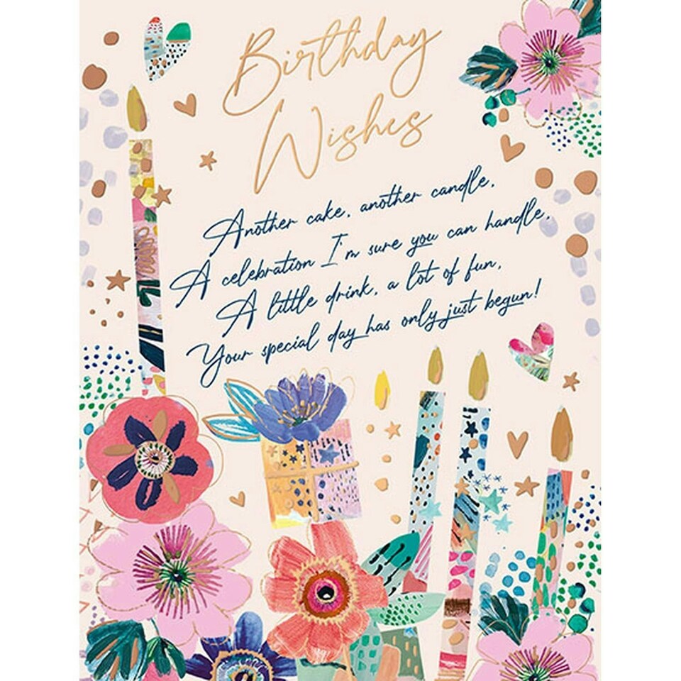 Words 'n' Wishes Traditional Open Birthday Card for a Female, Friend Birthday Card, Multi-Coloured 197 x 152 mm