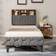 image 10 of COSTWAY Single Size Bed Frame Upholstered Slat Support Platform Bed