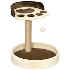 PawHut 44cm Cat Tree Tower with Scratch Post, Platforms, Ball, Brown
