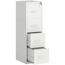 HOMCOM 4 Drawer Filing Cabinet Steel File Cabinet for A4 Letter Size White 