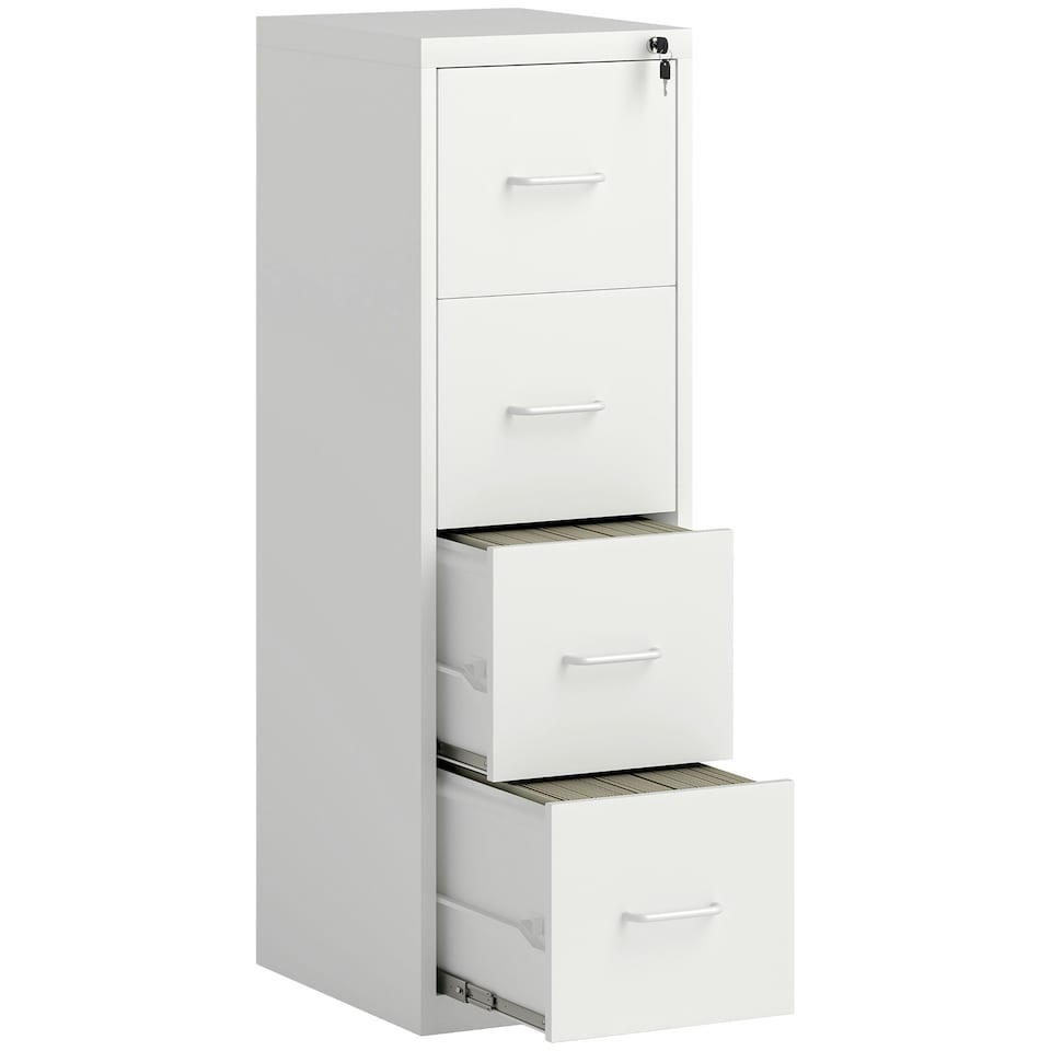 image 1 of HOMCOM 4 Drawer Filing Cabinet Steel File Cabinet for A4 Letter Size White