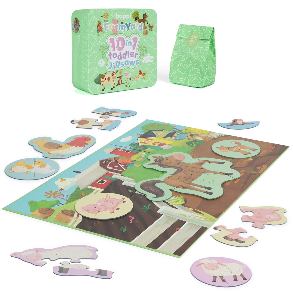 image 1 of boppi 10 in 1 Toddler Jigsaw Puzzle - Farmyard