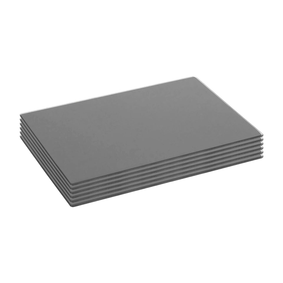 image 1 of Harbour Housewares Grey Glass Placemats - 6pk - 30 x 20cm - Elegant Heat-Resistant Tableware Grey