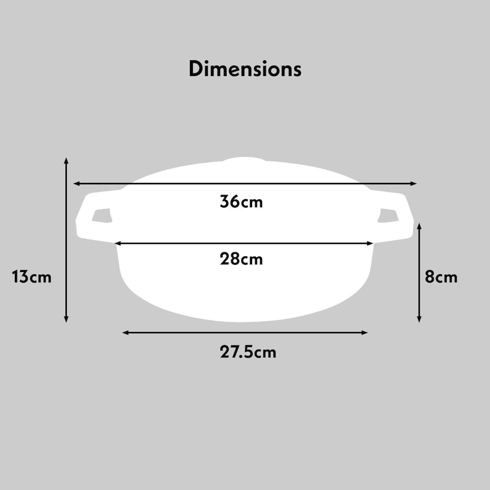 image 1 of Cooks Professional Cast Iron Casserole 28cm Shallow | 4.3L Capacity | Enamelled Inside and Out | Matte Black