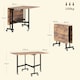 image 5 of HOMCOM Mobile Drop Leaf Table, Folding Dining Table with 6 Wheels & Brakes, Kitchen Table for Small Spaces, Rustic Brown | Brown