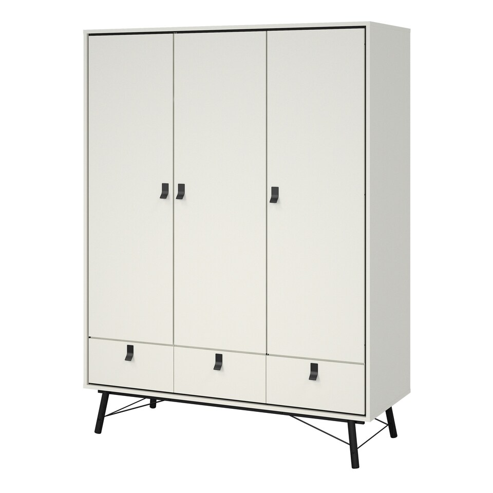 image 1 of Ry Wardrobe 3 Doors 3 Drawers in Matt White