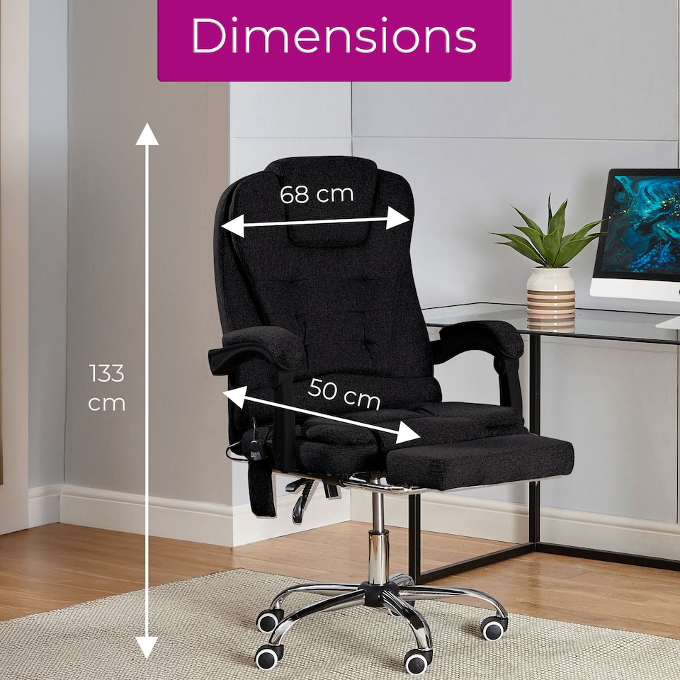 image 1 of Neo Office Chair Brown Faux Leather with Massage Function & Footrest | Black