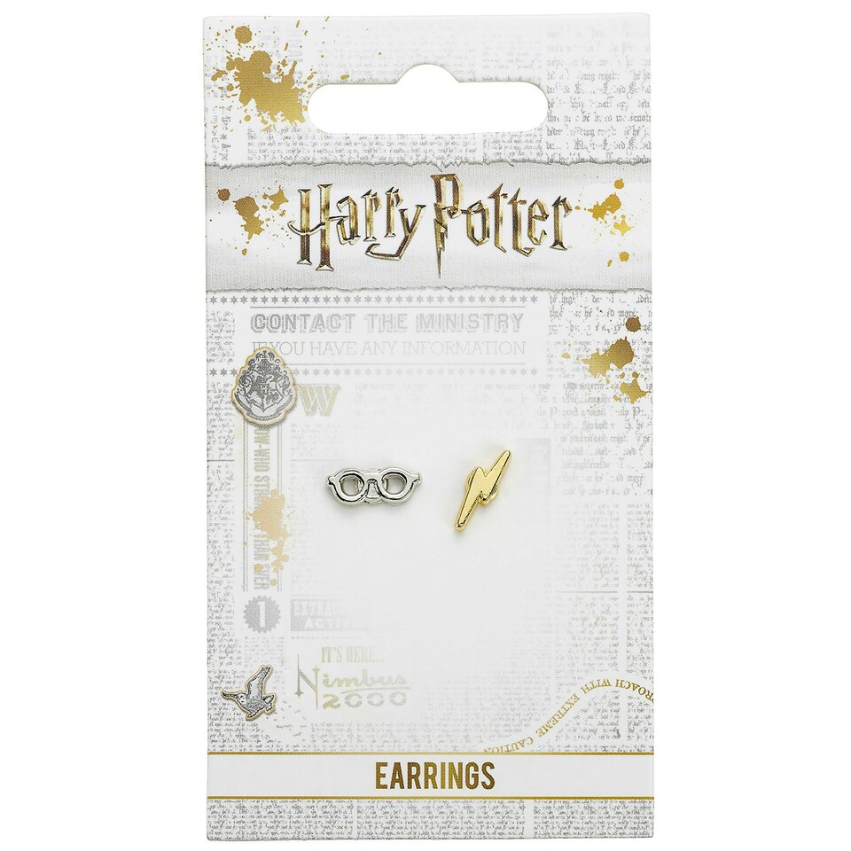 image 1 of Official Harry Potter Lightning Bolt and Glasses Stud Earrings