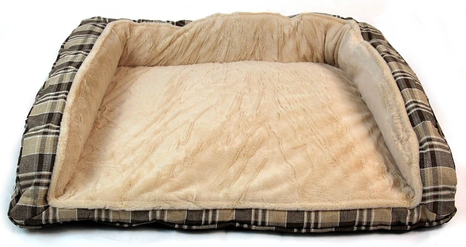 image 1 of Actiaspet - Deluxe Dog Sofa Bed in Tan Plaid