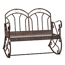 Outsunny Rocking Chair Swing Bench Loveseat Metal Bronze Outdoor