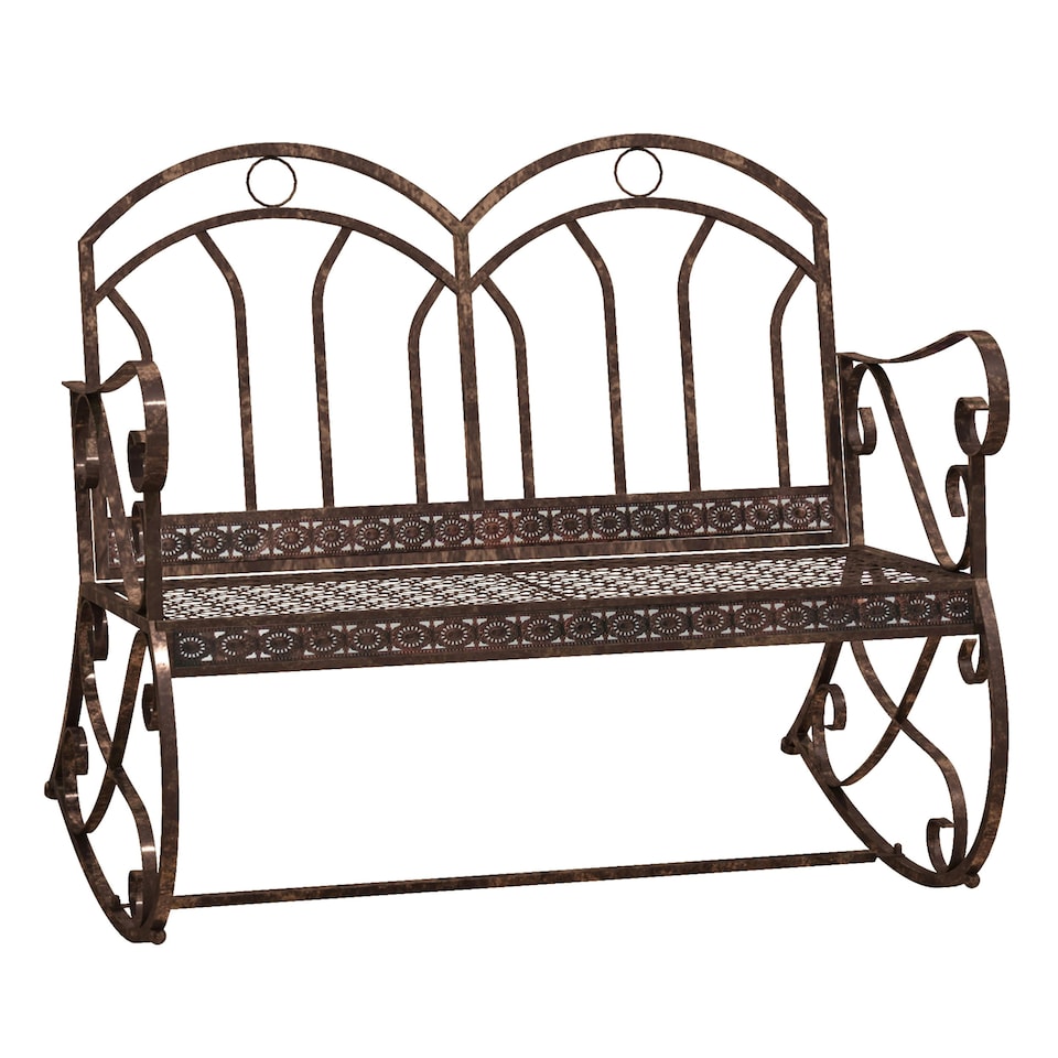 image 1 of Outsunny Rocking Chair Swing Bench Loveseat Metal Bronze Outdoor