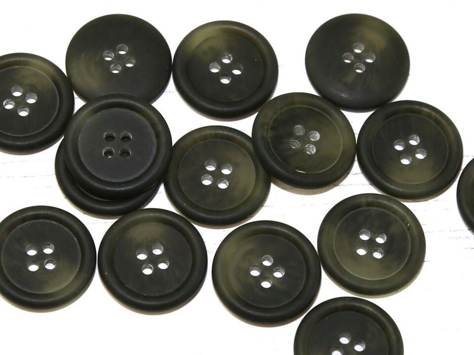 Dill Khaki Green Round Plastic Buttons for Dressmaking - 20mm - per value pack of 20