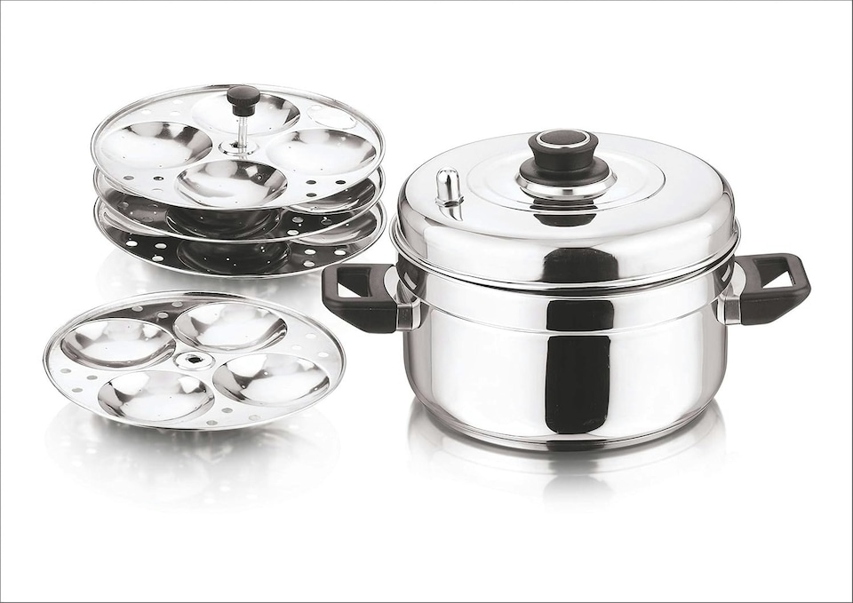 image 1 of Vinod Stainless Steel Idli Cooker – Suitable For Indian Cooking - 4 Tier Stand