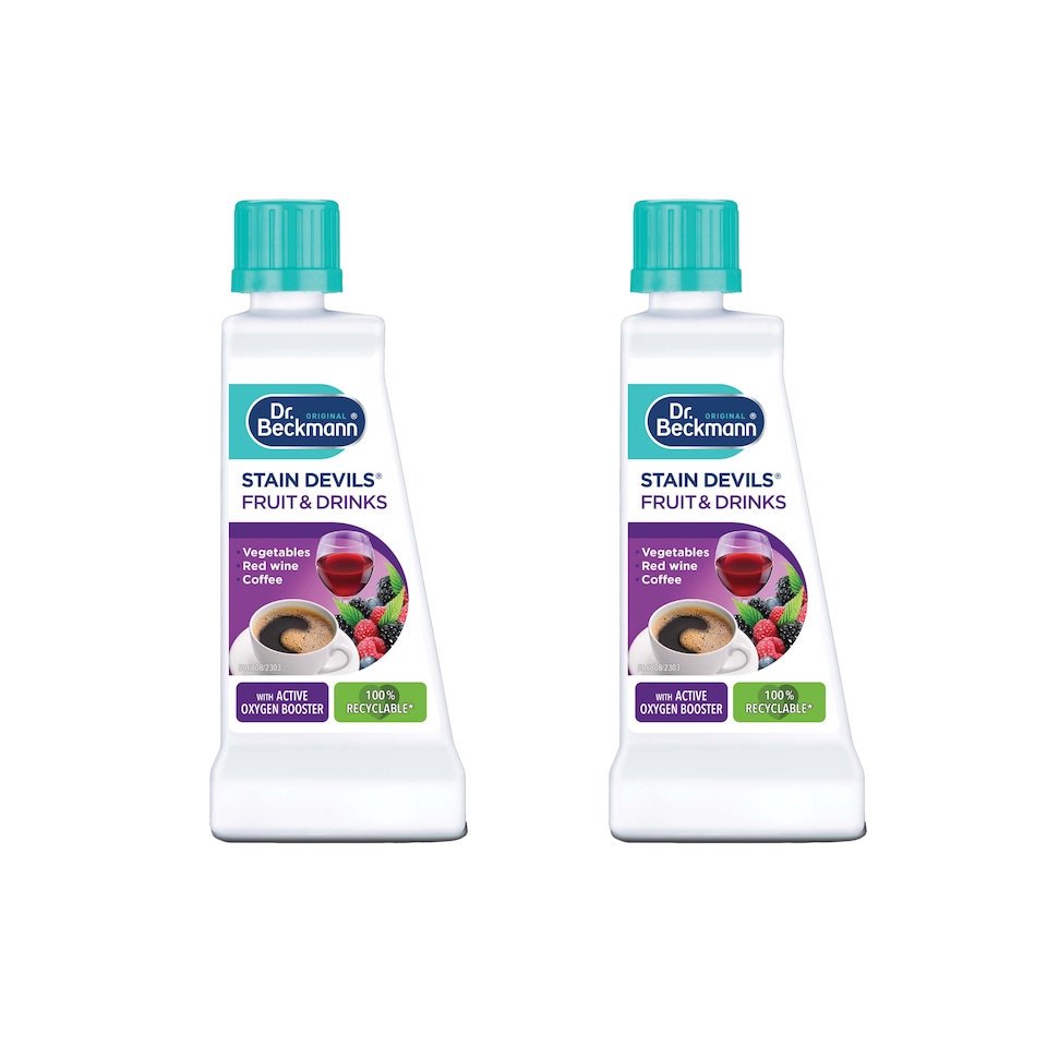 image 1 of Dr Beckmann Stain Devils Fruit and Drink Stain Remover 50ml Pack of 2 for Coffee Tea Wine Juice Fabric Spot Cleaning Solution