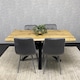 image 4 of Wooden Dining Table with 4 Grey Velvet Chairs, Stylish Dining Room Furniture