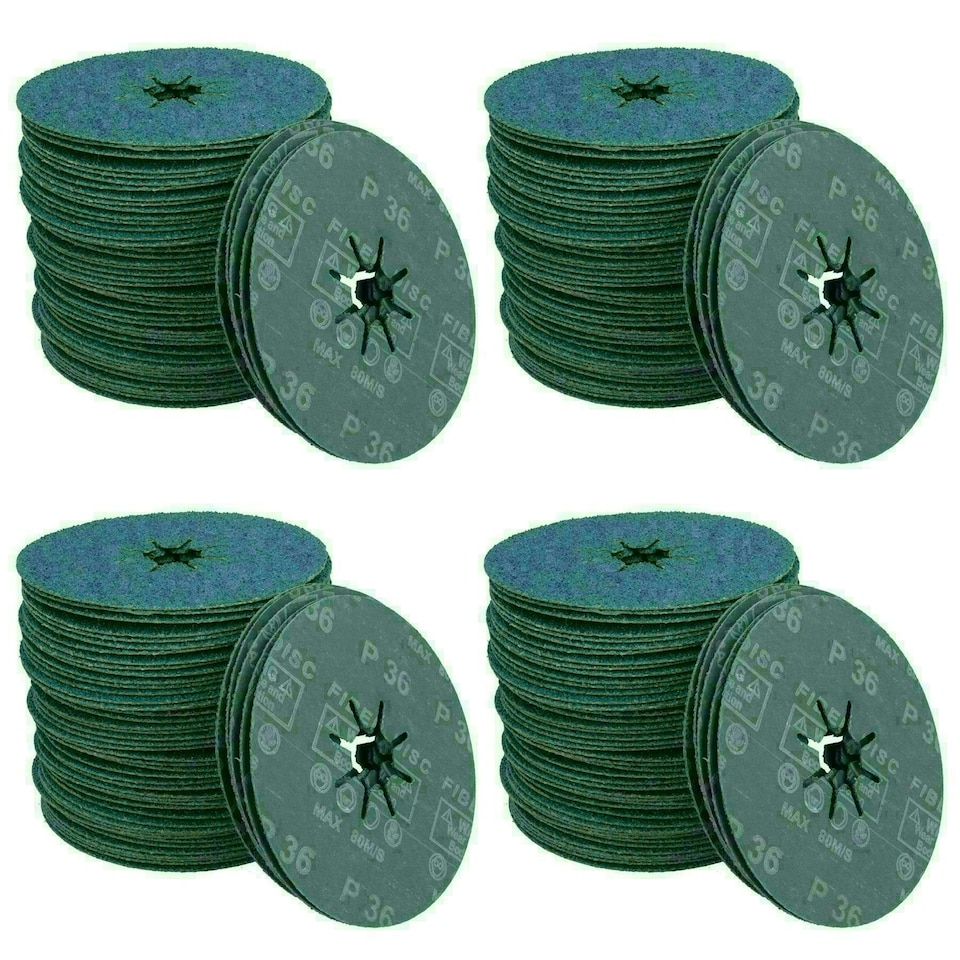 image 1 of 115mm 36 Grit Fibre Zirconium Oxide Abrasive Discs Sanding Grinding 200 Pack