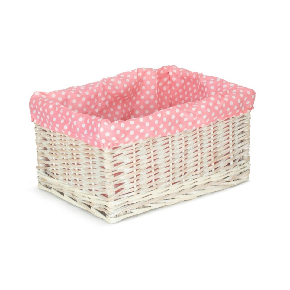 image 1 of Pink Spotty Lined Storage Basket Pink | Pink | M