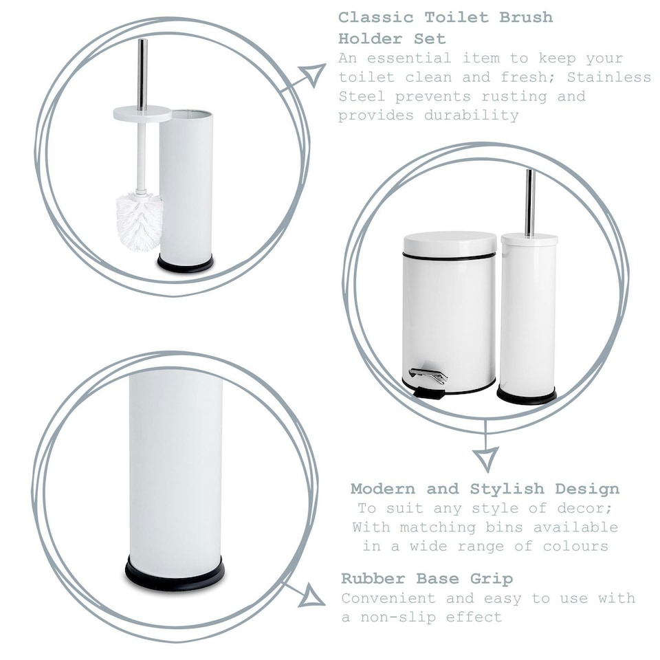 image 1 of Harbour Housewares Round Toilet Brush - Matt White White