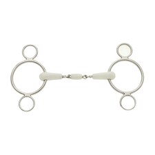 Lorina Flexi Peanut Joint 2 Ring Continental Horse Gag - Silver - 5.5in
