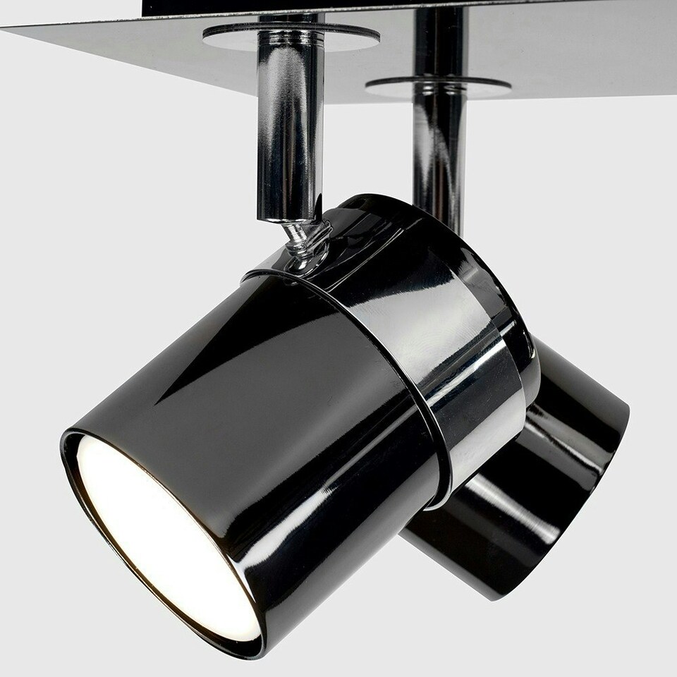 image 1 of ValueLights Modern Rectangular 6 Way Adjustable Ceiling Spotlight In Black Chrome Finish | Black
