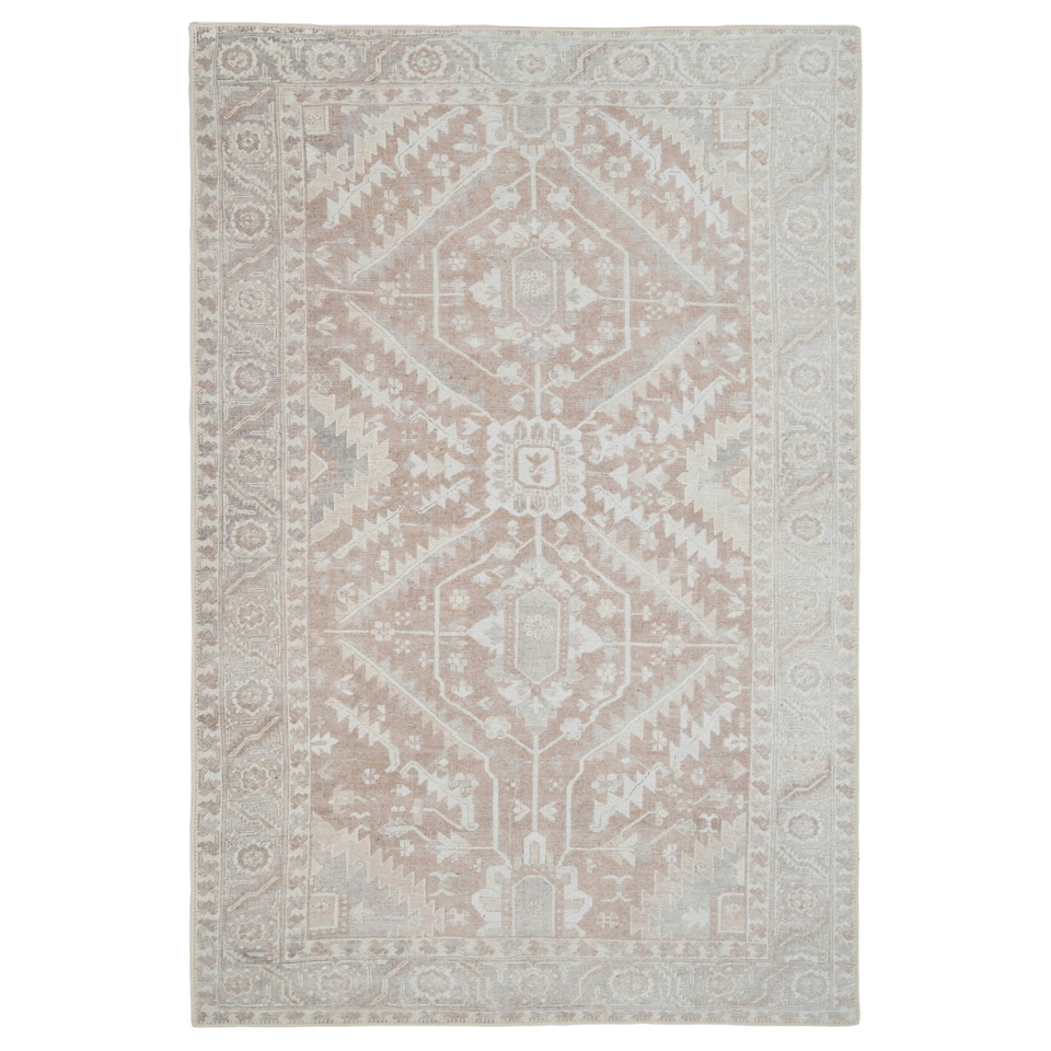 image 1 of KUKOON Neutral Beige Medallion Non Slip Washable Low Pile Rug 240cm x 330cm Cream