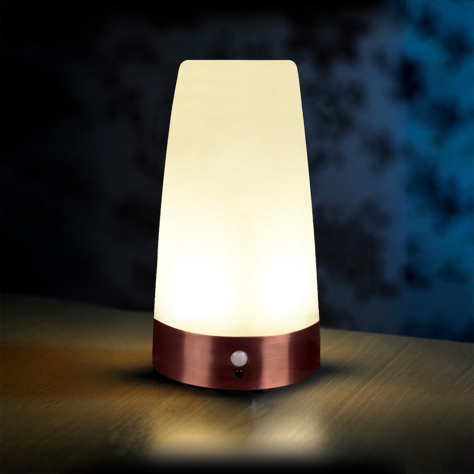 image 1 of Auraglow Wireless PIR Motion Sensor Hallway Night Light | White | Brass/Copper