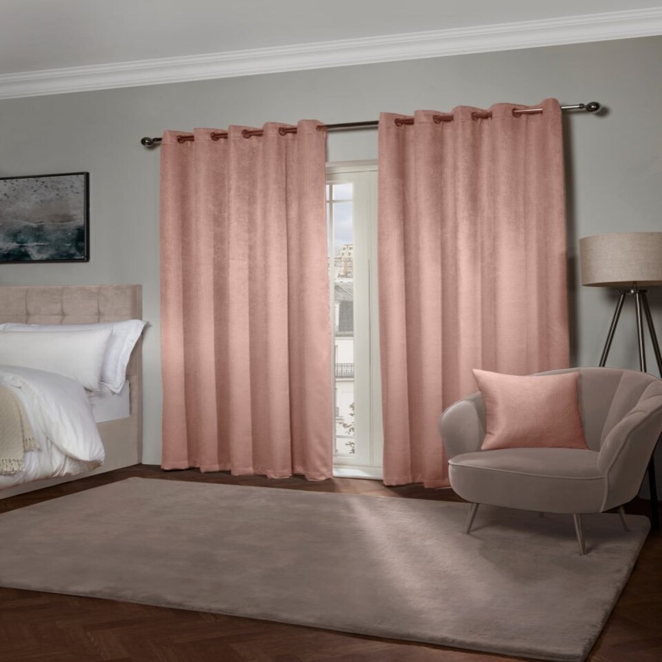image 1 of Metro Thermal Blackout Eyelet Curtains 168cm x 137cm Blush Pink Pink | Pink