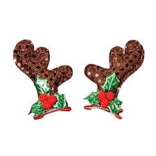 Christmas Red Sequin Reindeer Antler Hairclips