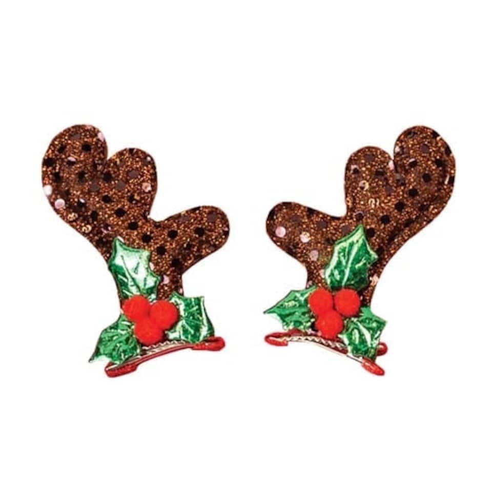 Christmas Red Sequin Reindeer Antler Hairclips