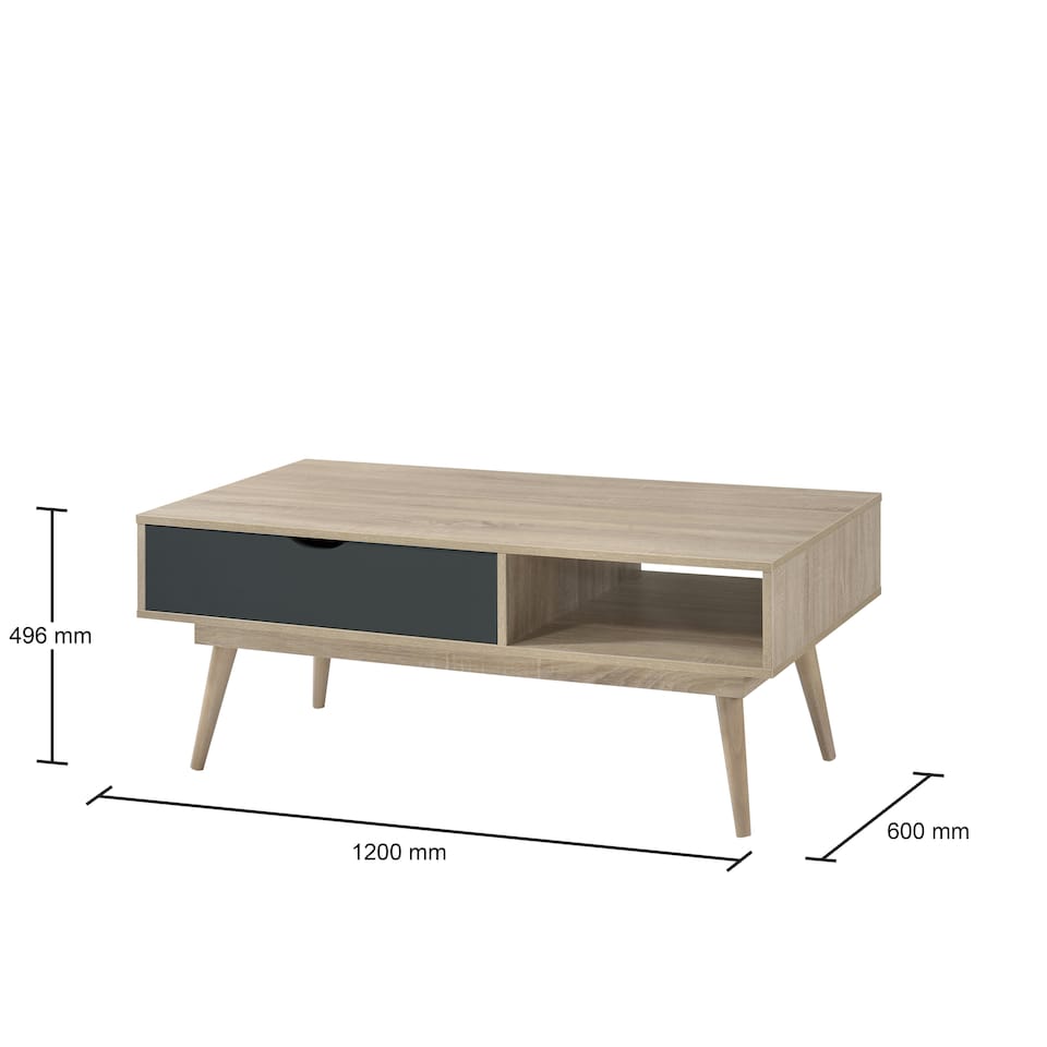 image 1 of Alford Scandinavian Low Coffee Table Living Room Sonoma Oak & Grey