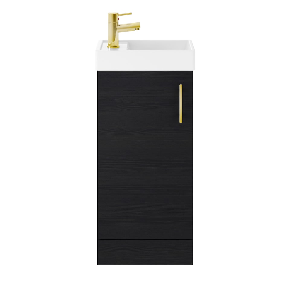 image 1 of Balterley Floor Standing Vanity Basin 400mm Charcoal & Brushed Brass Handle