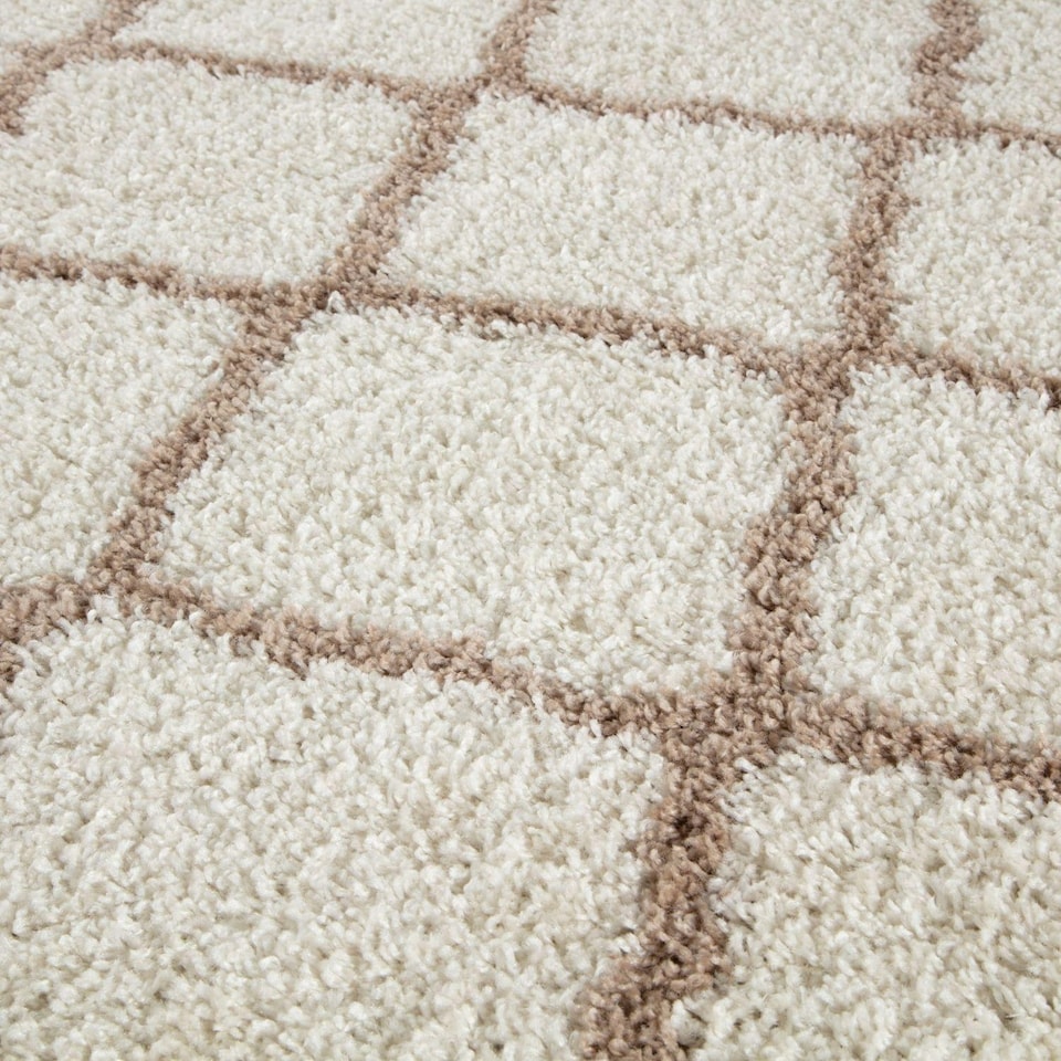 image 1 of The Rugs Moroccan Collection Soft High Pile Shaggy Lattice Floor Rugs and Runners Living Room