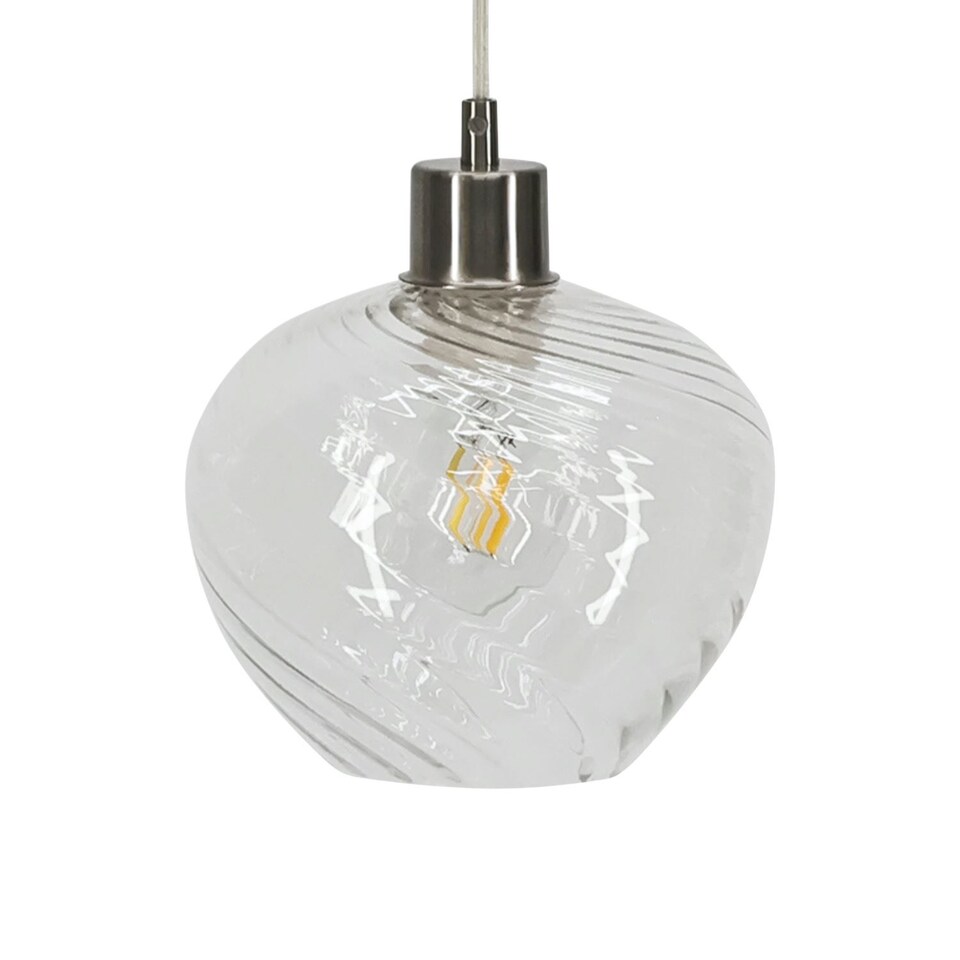 image 1 of Bradson - Clear Swirl Glass with Satin Nickel Pendant Fitting | Chrome | Clear | 1