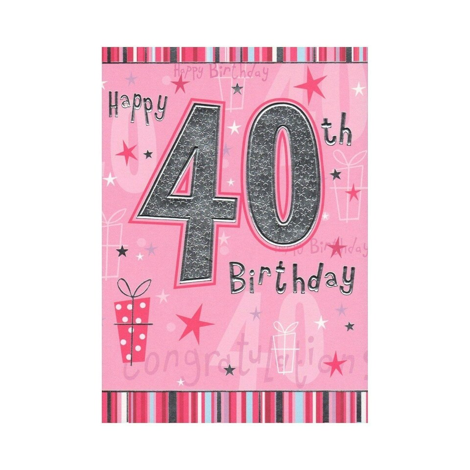 image 1 of Happy 40th Birthday Nice Verse Foil Card