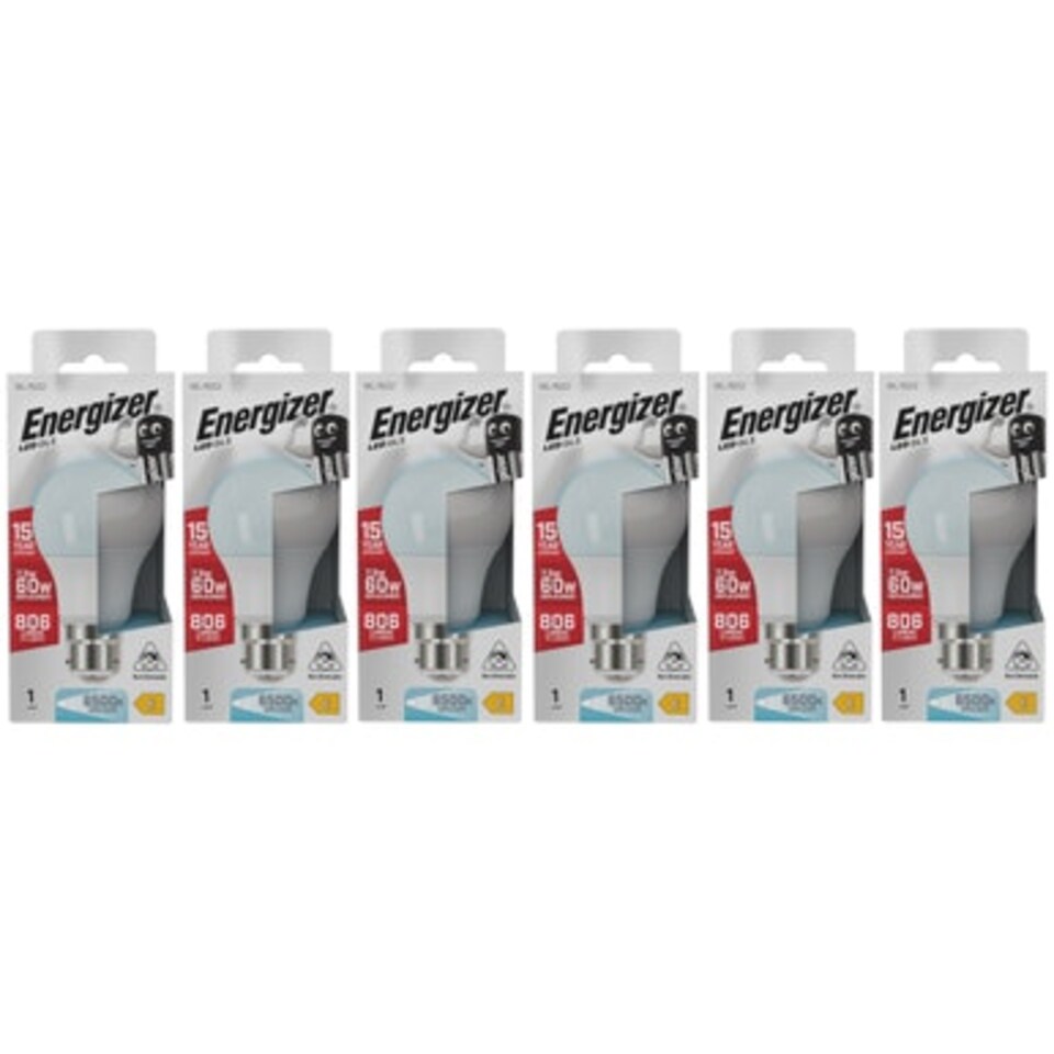 image 1 of Energizer LED GLS B22 806lm 7.3W 6500K (Daylight) Light Bulb - Pack of 6