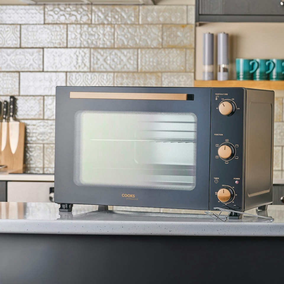 image 1 of Cooks Professional Mini Oven | 48 Litre | 3 Cooking Functions | Powerful 1500W | Black/Copper
