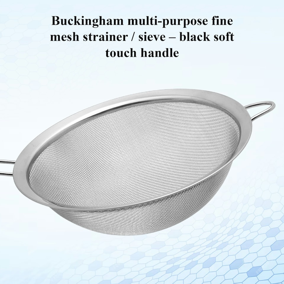 image 1 of Buckingham Stainless Steel Fine Mesh Sieve Strainer 26 cm Black Handle