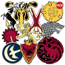Game Of Thrones Deluxe House Crests Stickers (Pack of 50) - Multicoloured - One Size