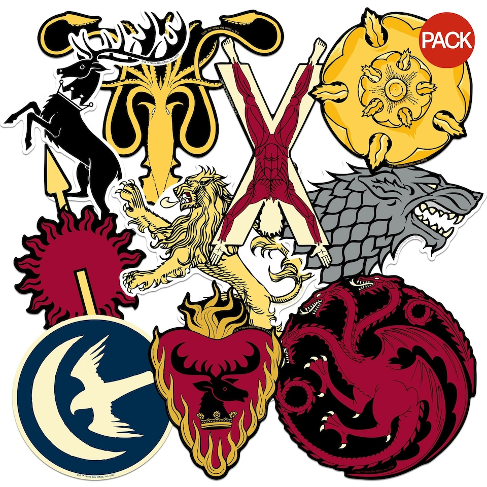 image 1 of Game Of Thrones Deluxe House Crests Stickers (Pack of 50) - Multicoloured - One Size
