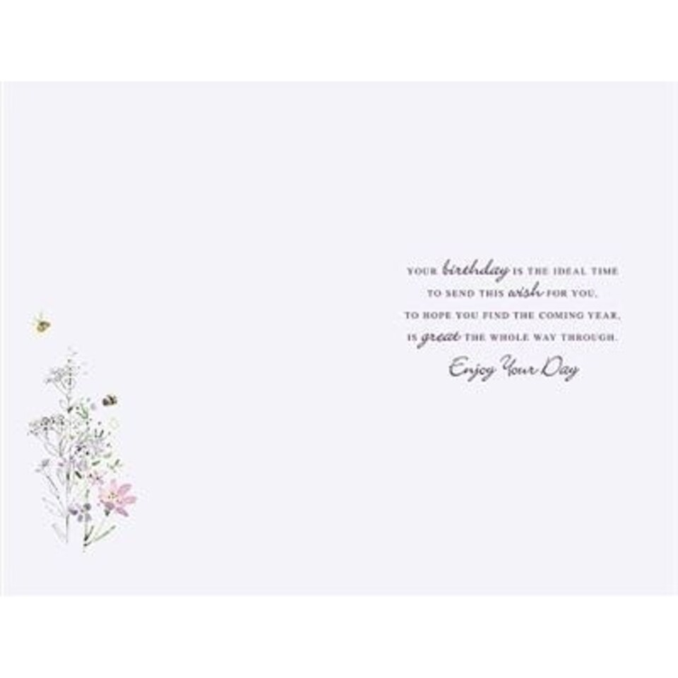 image 1 of Birthday Wishes Card With Pink And Lilac Flowers