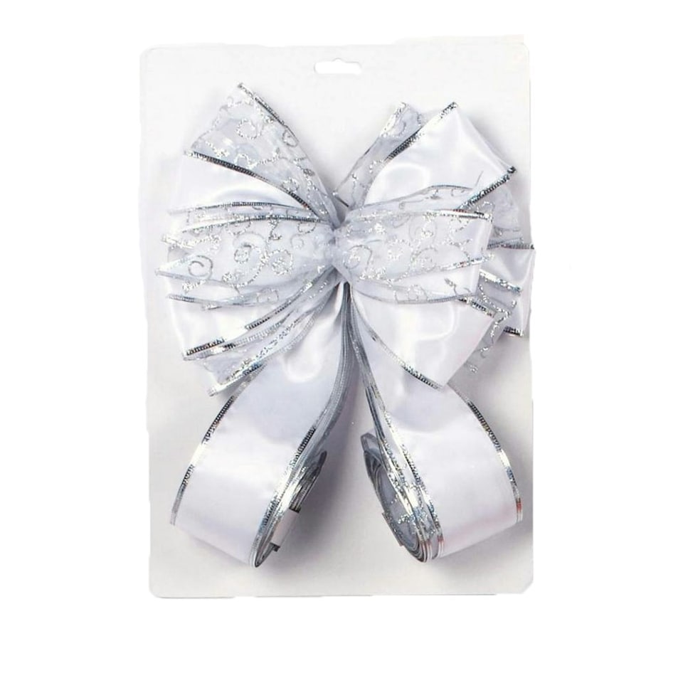 Premier Bow Tree Topper - White/Silver - One Size