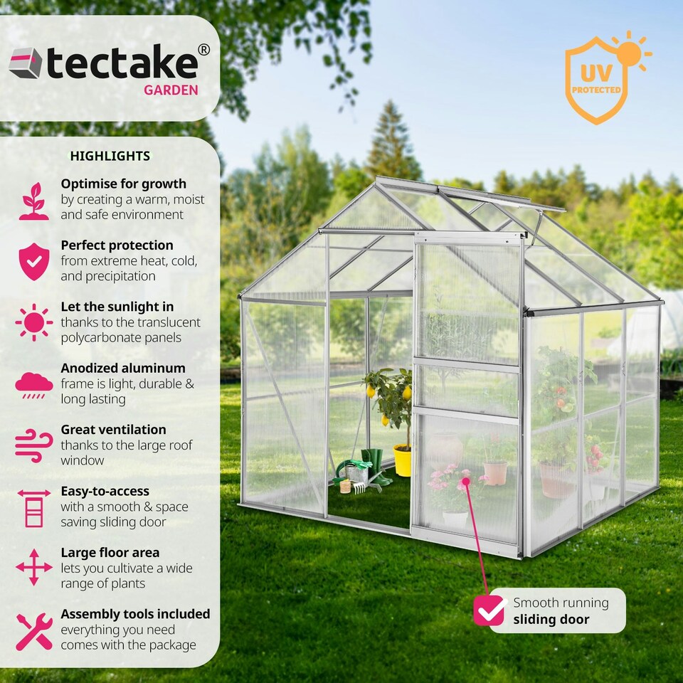image 1 of Aluminium greenhouse, UV-resistant, 185x190x195cm