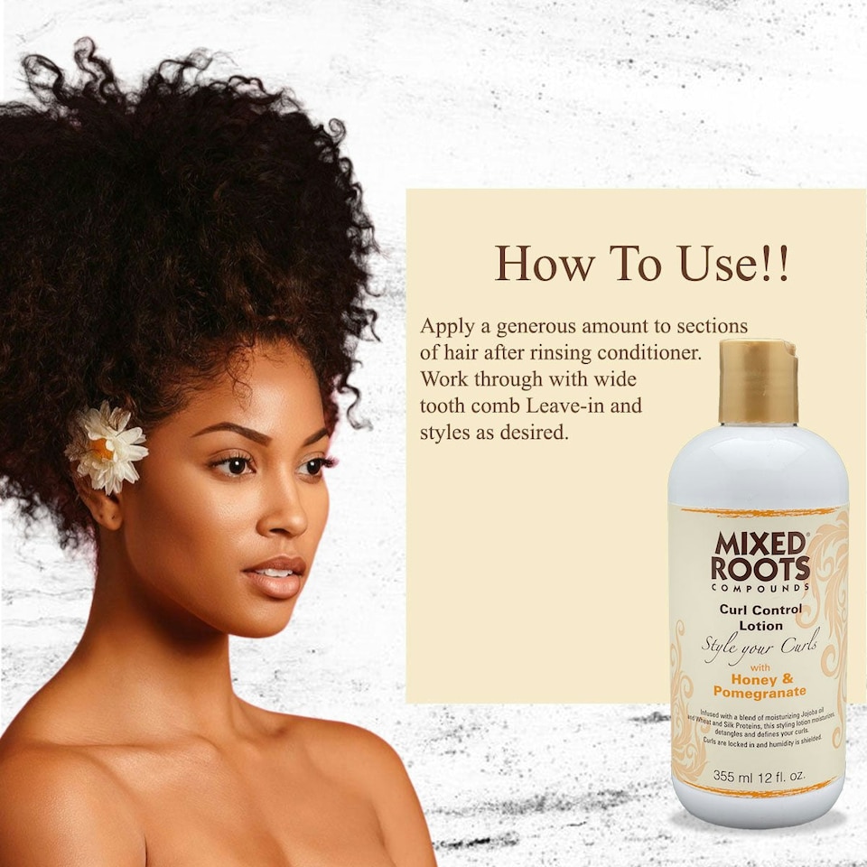image 1 of Mixed Roots Compounds Curl Control Lotion 355ml Honey & Pomegranate