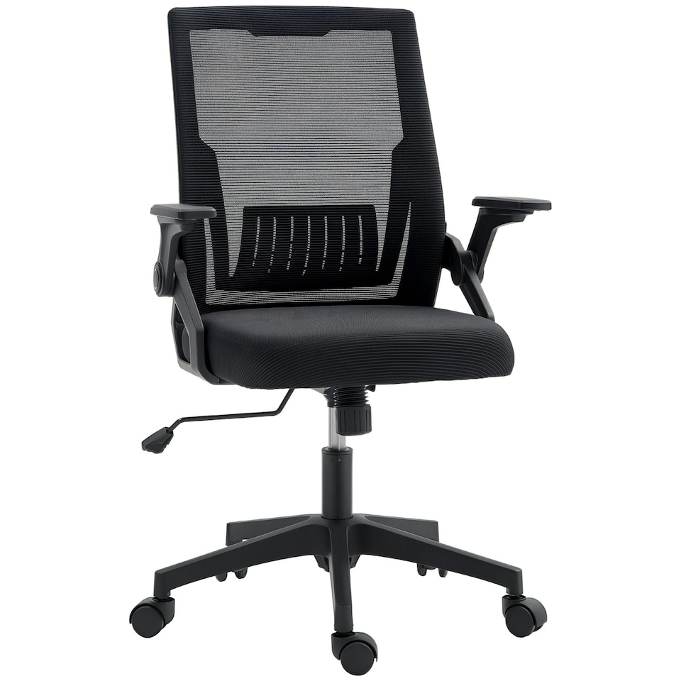 image 1 of Vinsetto Mesh Office Chair for Home with Lumbar Support, Flip-up Arm, Wheels Black