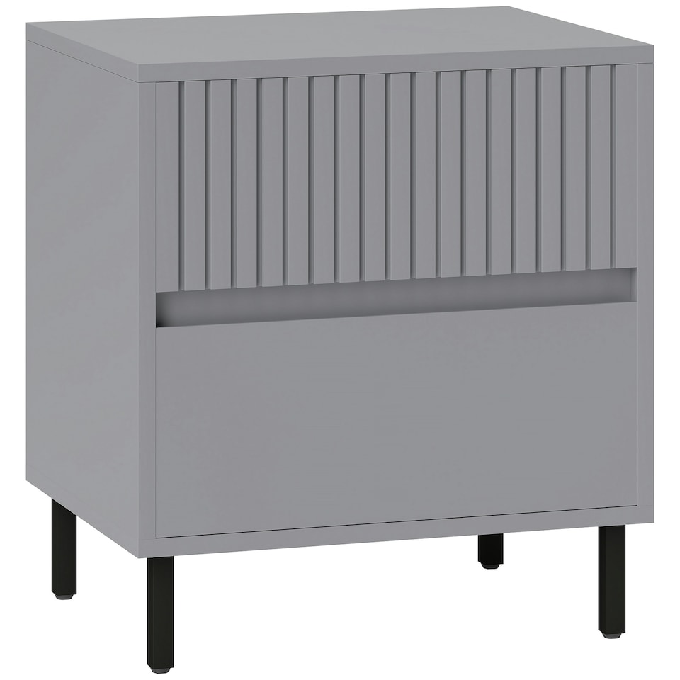 image 1 of HOMCOM Bedside Table with 2 Drawers and Steel Legs for Bedroom, Grey