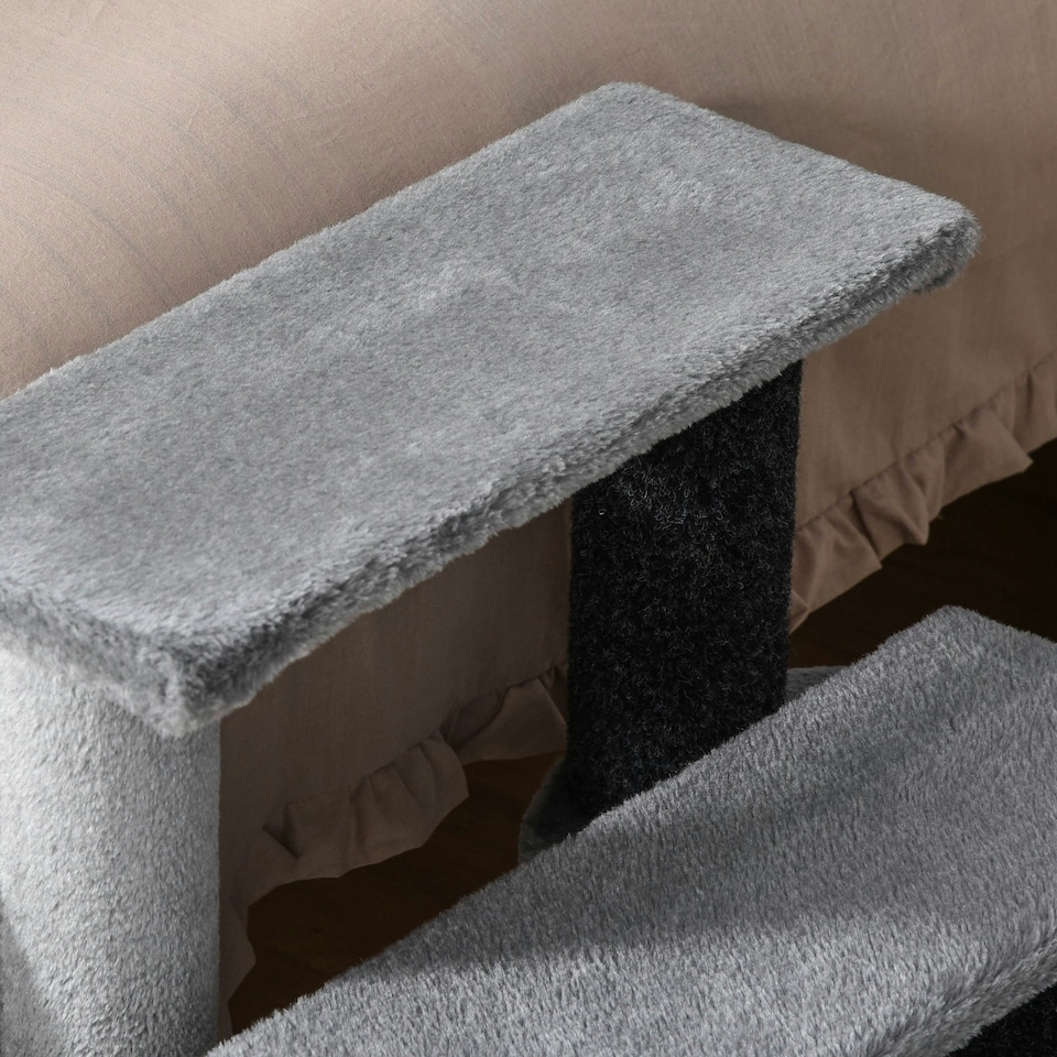 image 1 of PawHut Pet Stairs with 3-step Stair, Scratching Posts, Platforms, Toy Ball