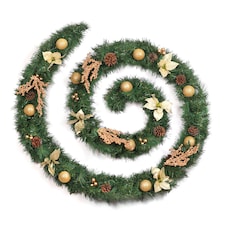 Best Artificial Christmas 12ft Gold Decorated Christmas Garland Bannister Staircase Fireplace