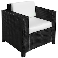 Outsunny Garden Patio Rattan Wicker Furniture Single Cube Chair Sofa Outdoor Black