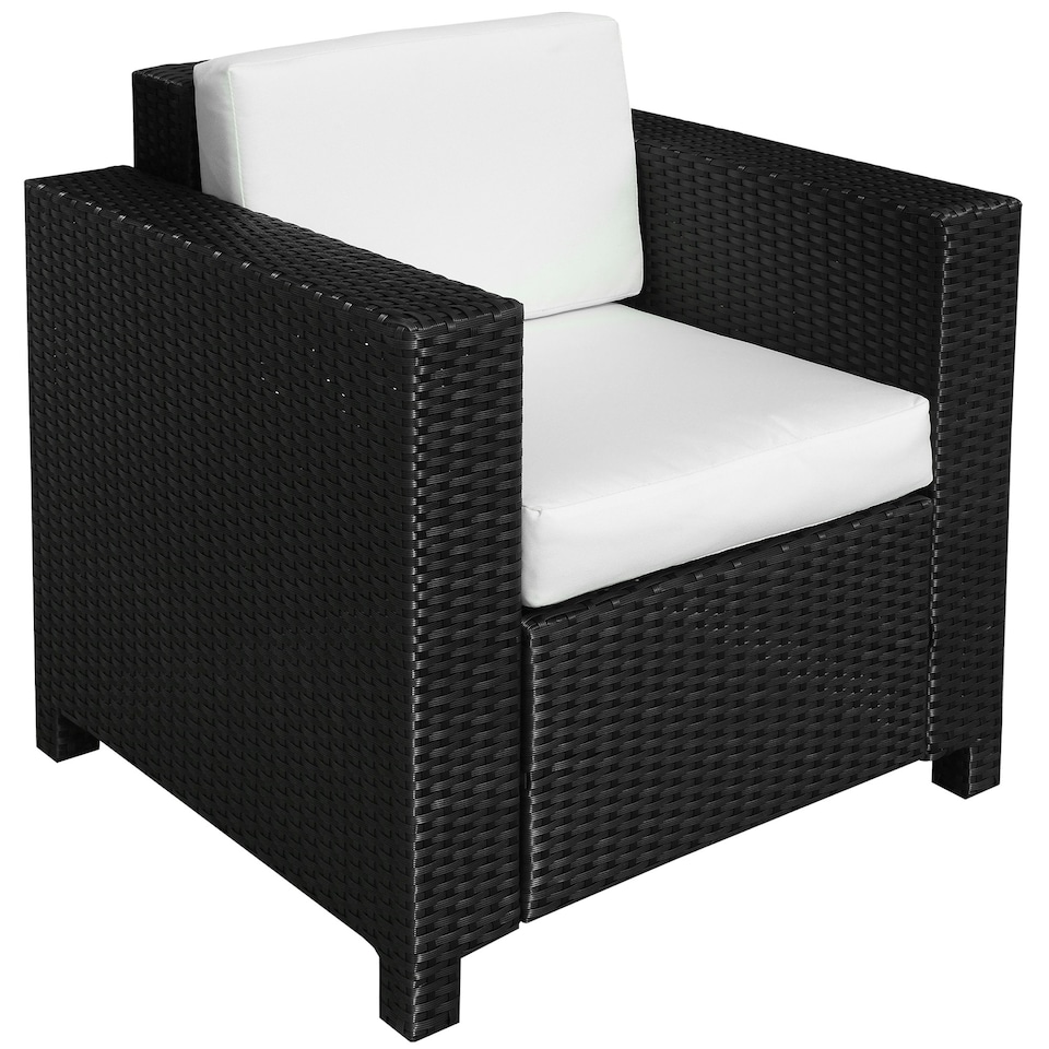image 1 of Outsunny Garden Patio Rattan Wicker Furniture Single Cube Chair Sofa Outdoor Black